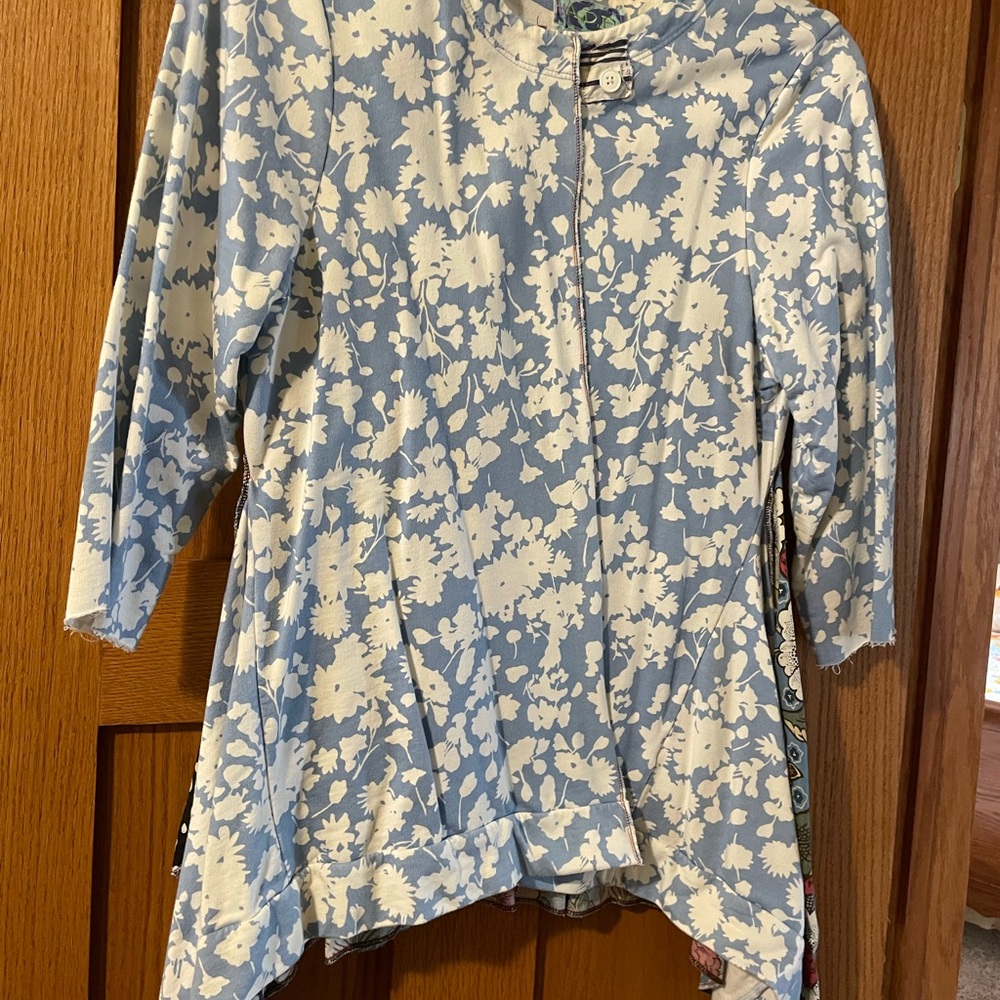 Floral Blue and White Cardigan